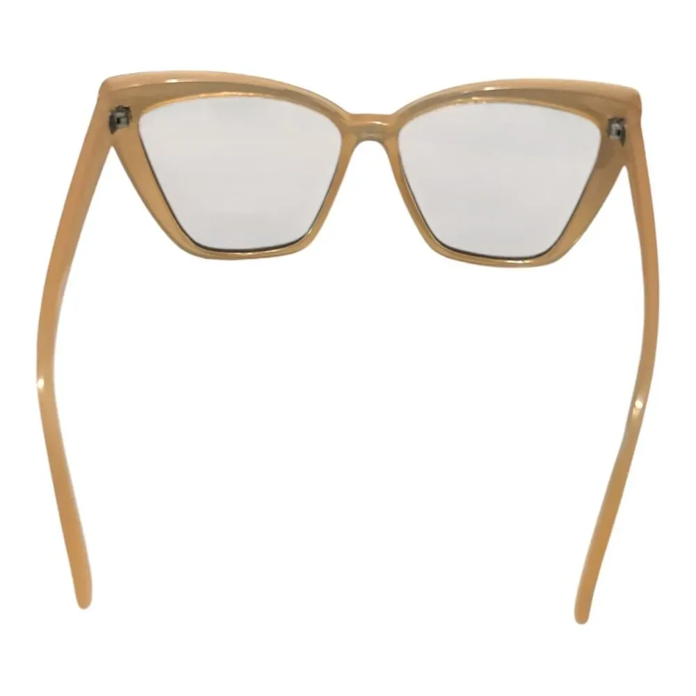 Tan Cat Eye Blue Light Glasses Chic Oversized Fashion Frames